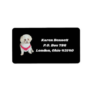 Poodle Black White Address Labels