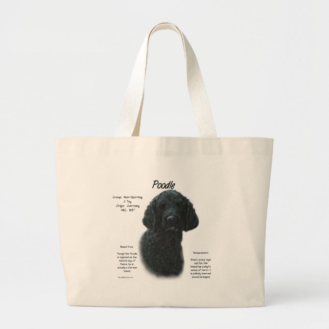Poodle (blk) History Design Large Tote Bag (Front)