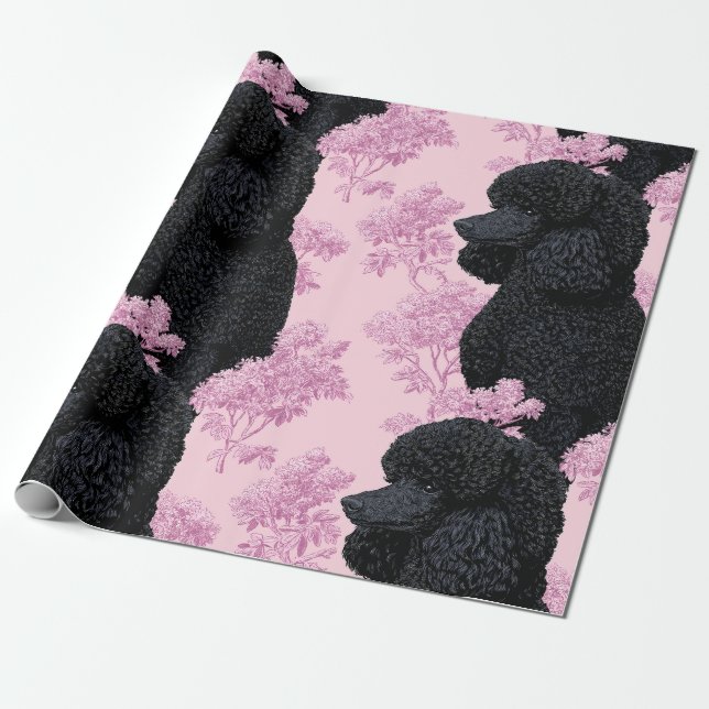 Poodle & Botanical Wrapping Paper (Unrolled)