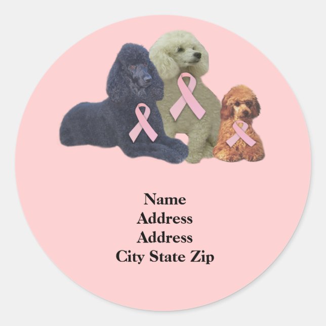 Poodle  Breast Cancer Address Label (Front)