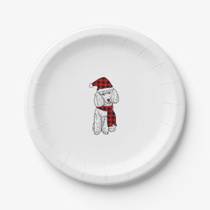 Poodle Buffalo Plaid Poodles Dog Lover Christmas  Paper Plate