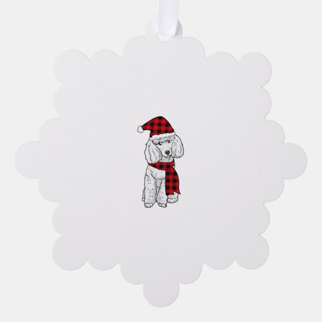 Poodle Buffalo Plaid Poodles Dog Lover Christmas  Tree Decoration Card (Front)