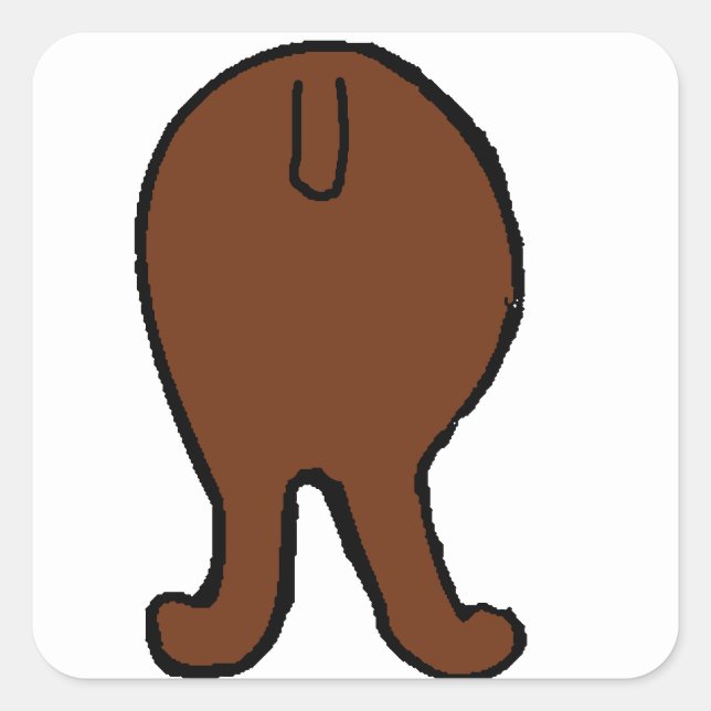 poodle butt brown square sticker (Front)