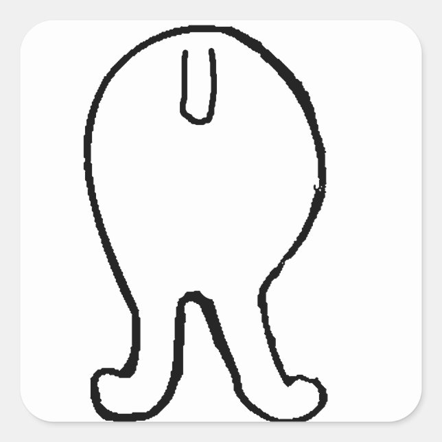 poodle butt white square sticker (Front)