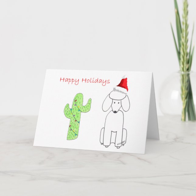 Poodle Cactus Christmas Holiday Card (Front)