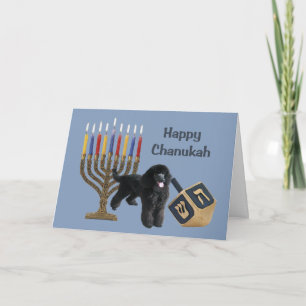 Poodle Chanukah Card Menorah Dreidel