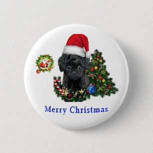 Poodle Christmas 6 Cm Round Badge
