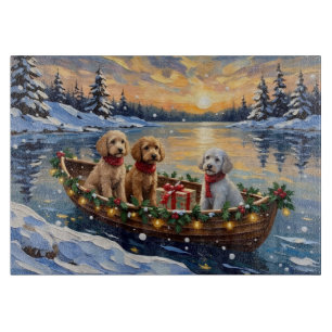 Poodle Christmas Boat Holiday Cutting Board