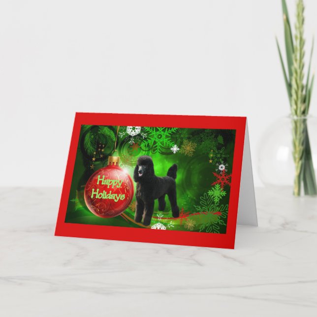 Poodle  Christmas Card Happy Holidays Ball (Front)