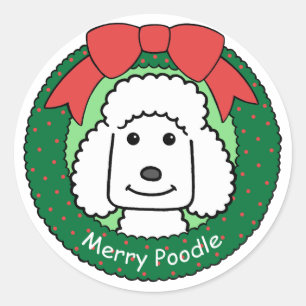 Poodle Christmas Classic Round Sticker