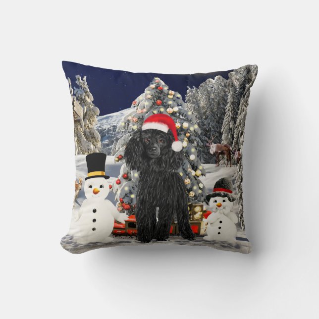 Poodle Christmas Cushion (Front)
