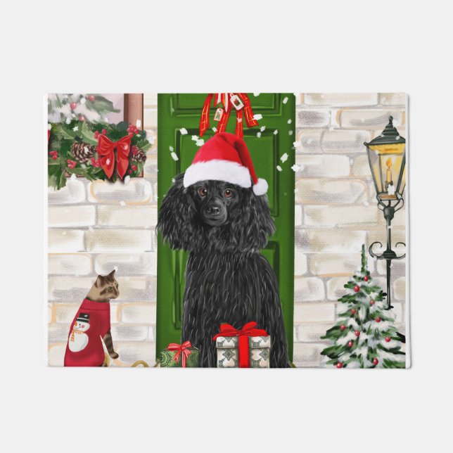 Poodle Christmas Doormat (Front)