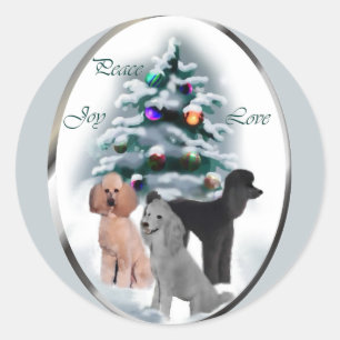 Poodle Christmas Gifts Classic Round Sticker
