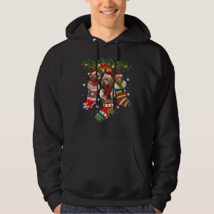 Poodle Christmas In Sock Dog Santa Hat Gift Hoodie