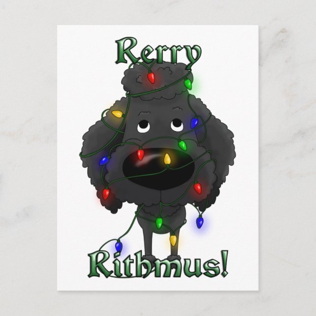 Poodle - Christmas Lights Holiday Postcard (Front)
