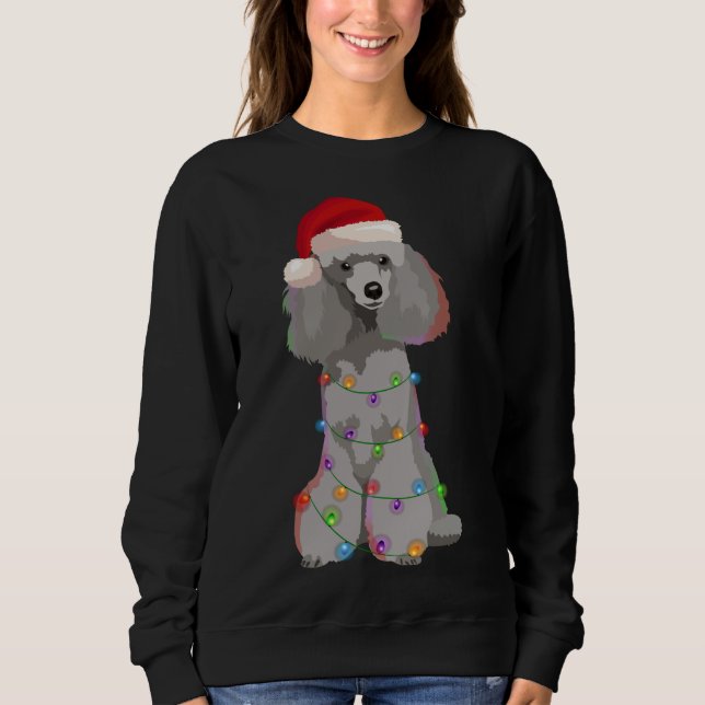 Poodle Christmas Lights Xmas Dog Lover Sweatshirt (Front)