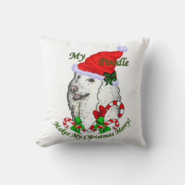Poodle Christmas Merry Cushion (Front)