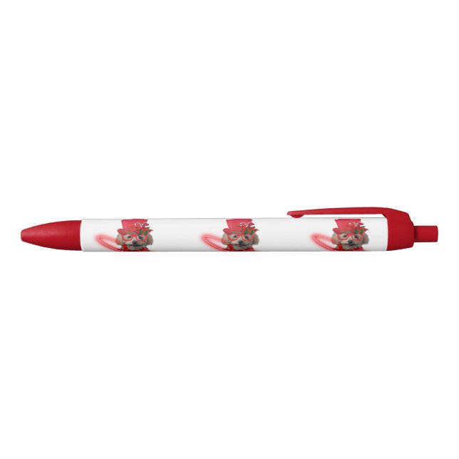 Poodle Christmas Seasons Greetings Writing Pen (Top)