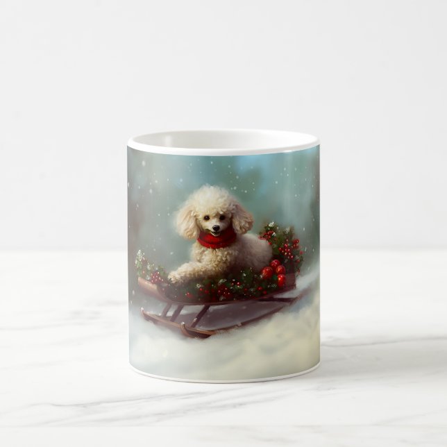 Poodle Christmas snow winter  Coffee Mug (Center)
