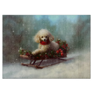 Poodle Christmas snow winter  Cutting Board