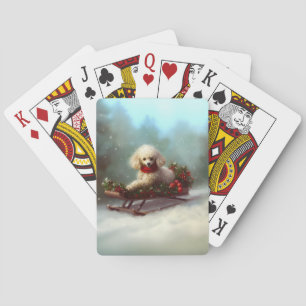 Poodle Christmas snow winter  Playing Cards