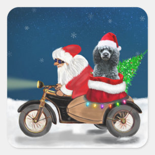 Poodle Christmas Square Sticker