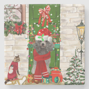 Poodle Christmas Stone Coaster
