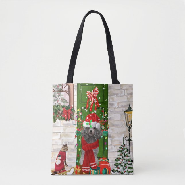 Poodle Christmas Tote Bag (Front)