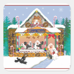 Poodle Christmas Treat Shop Square Sticker