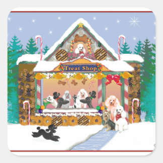 Poodle Christmas Treat Shop Square Sticker