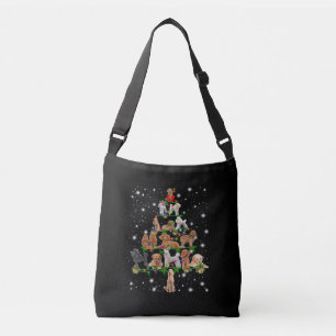 Poodle Christmas Tree Covered By Flashlight Crossbody Bag
