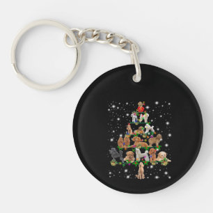 Poodle Christmas Tree Covered By Flashlight Key Ring