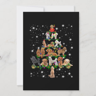 Poodle Christmas Tree Covered By Flashlight Thank You Card