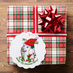 Poodle Christmas Tree Decoration Card
