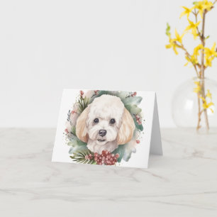 Poodle Christmas Wreath Festive Pup  Card