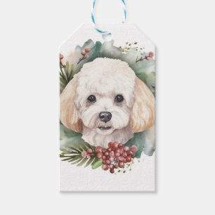 Poodle Christmas Wreath Festive Pup  Gift Tags
