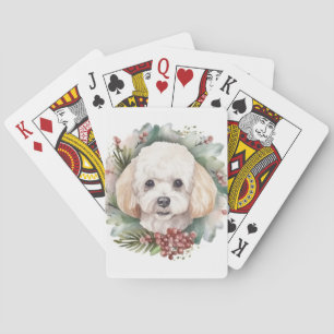 Poodle Christmas Wreath Festive Pup Playing Cards