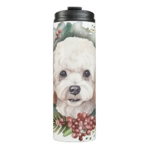 Poodle Christmas Wreath Festive Pup  Thermal Tumbler