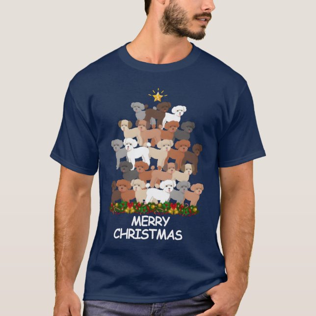 Poodle Christmasree Merry Christmas friend T-Shirt (Front)