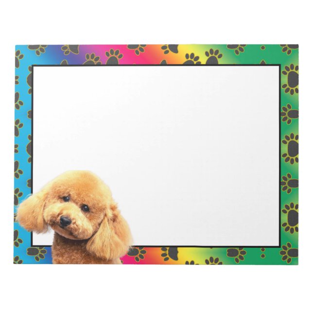 Poodle colourful dog paw pattern  notepad (Front)