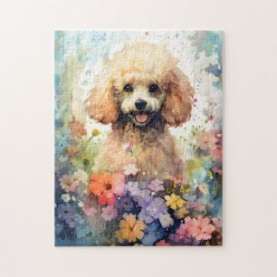 Poodle colourful watercolor artwork jigsaw puzzle