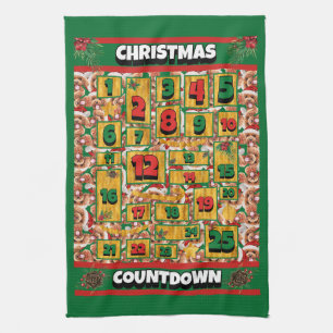Poodle Countdown Christmas Advent Calendar Dog Tea Towel