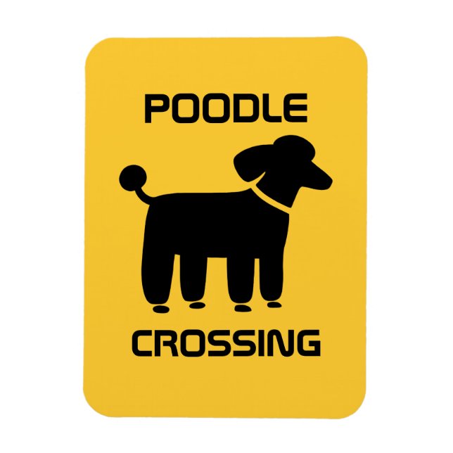 Poodle Crossing - Black on Yellow - Customisable Magnet (Vertical)