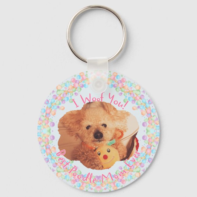 Poodle Custom Photo Keychain Best Dog Mum Gift (Front)