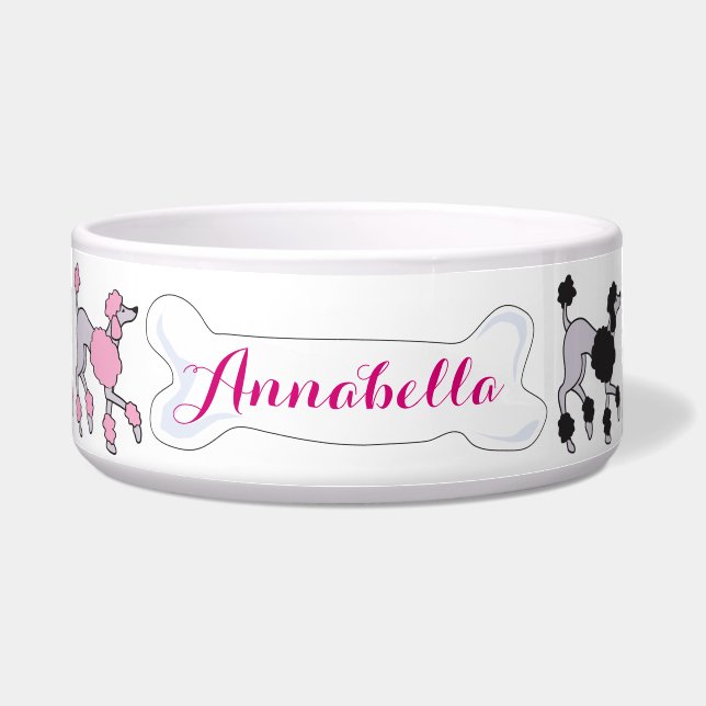 POODLE Customisable Name Dogfood Pet Bowl (Front)