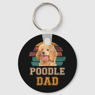 Poodle Dad Vintage Smiling Poodle on Sunset Key Ring