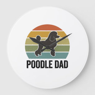 Poodle Dad Vintage Sunset Dog Lover Design_1 Large Clock
