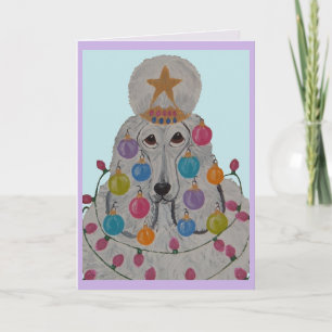 Poodle Decorated for Christmas Card