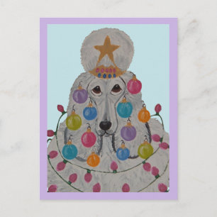 Poodle Decorated for Christmas Postcard