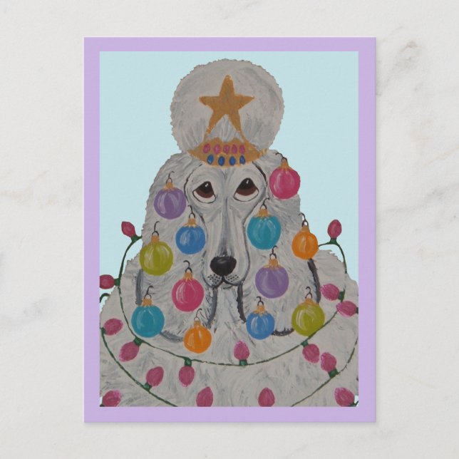 Poodle Decorated for Christmas Postcard (Front)